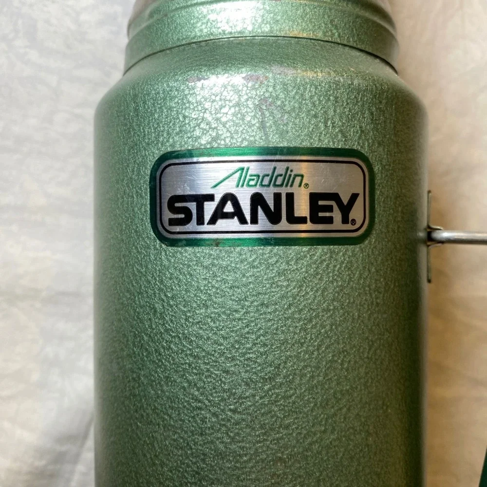 Vintage 1991 Aladdin Stanley A-944DH Quart Thermos Green Hammertone USA - Picture 5 of 10